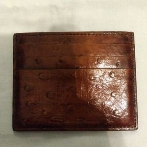Santoni Ostrich Leather Card Holder